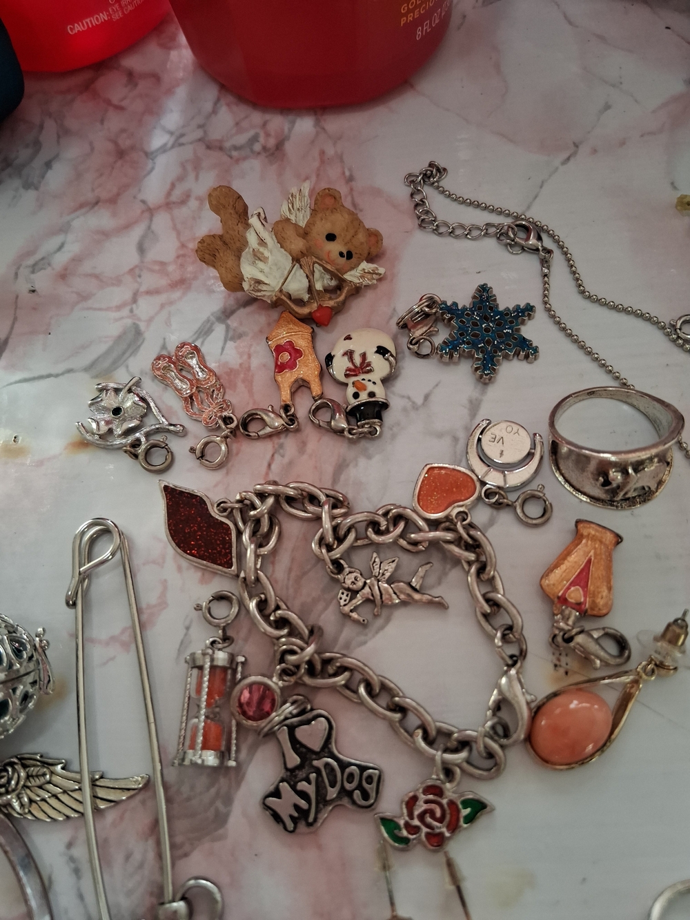 Silver Tone Mixed Jewelry Collection - Assorted Charms and Necklaces - Picture 9 of 12